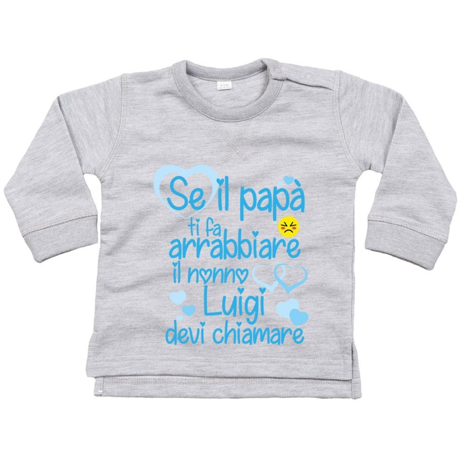 Felpa neonato personalizzata con nome se papà ti fa arrabbiare il nonno devi chiamare Per i nonni