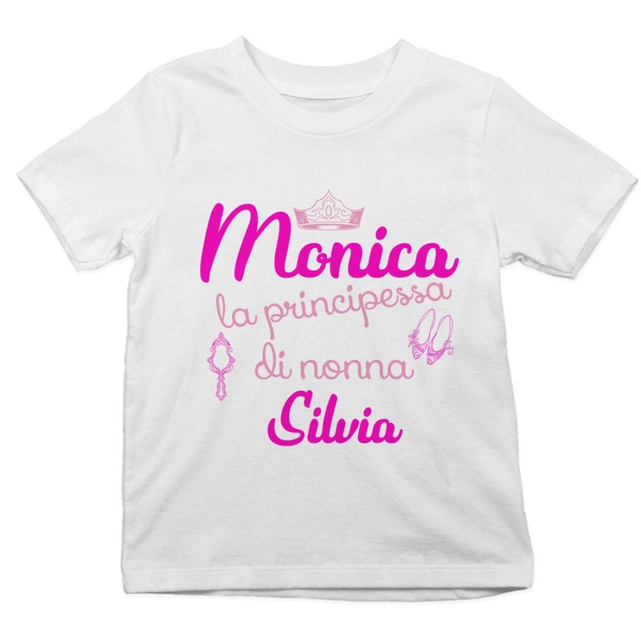 T-shirt bambino personalizzata con nomi sono la principessa di nonno di nonna Per i nonni