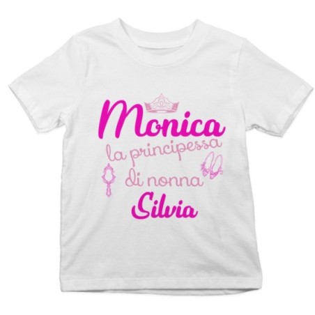 T-shirt bambino personalizzata con nomi sono la principessa di nonno di nonna Per i nonni