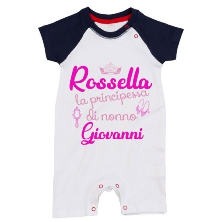 Pagliaccetto neonato personalizzato con nomi sono la principessa di nonno di nonna Per i nonni