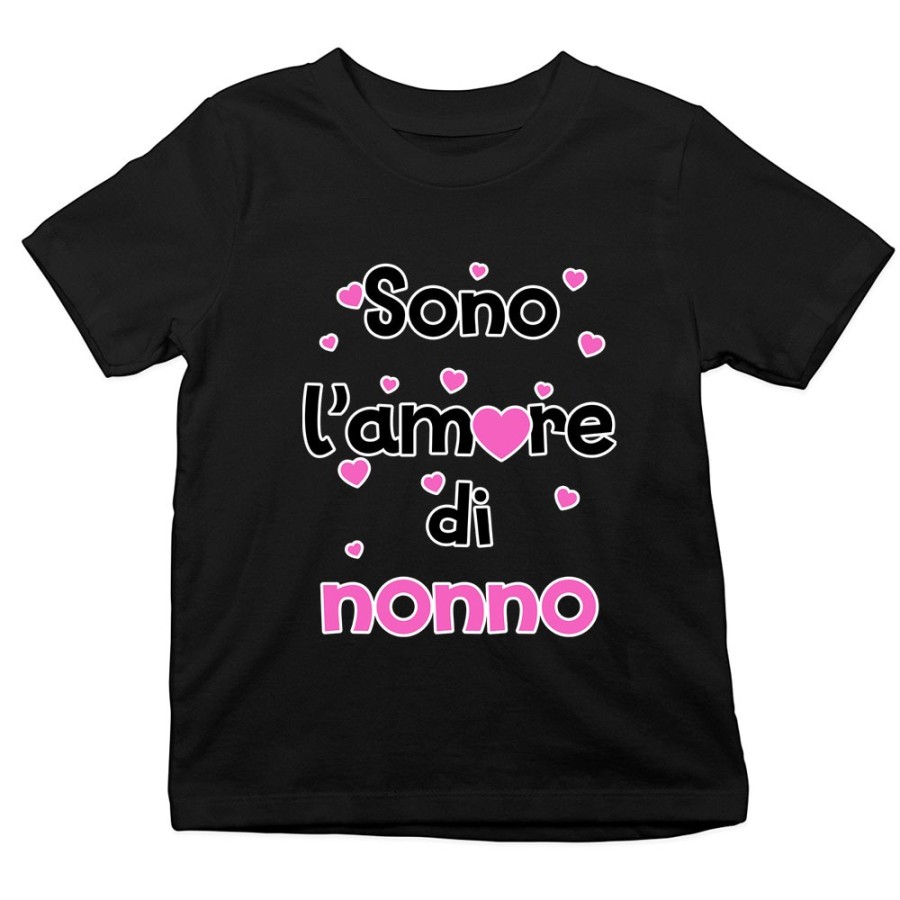 T-shirt bambino personalizzabile con nomi sono l'amore del nonno dei nonni con cuoricini Per i nonni