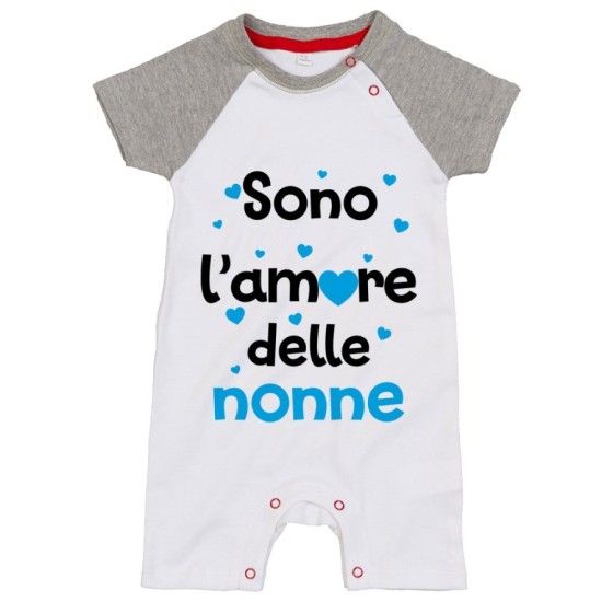 Pagliaccetto neonato personalizzabile con nomi sono l'amore del nonno dei nonni con cuoricini Per i nonni