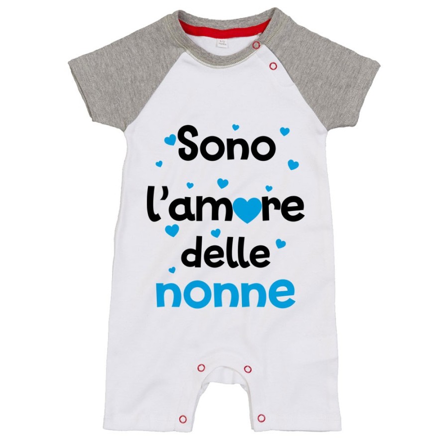 Pagliaccetto neonato personalizzabile con nomi sono l'amore del nonno dei nonni con cuoricini Per i nonni