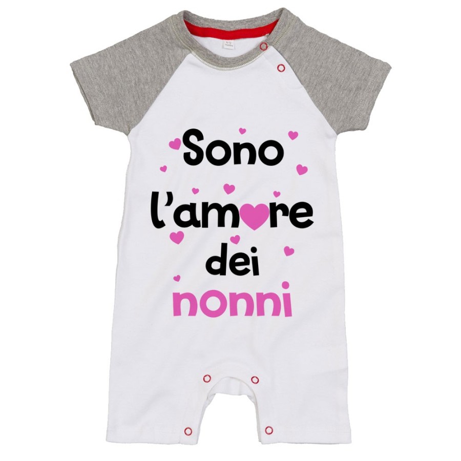 Pagliaccetto neonato personalizzabile con nomi sono l'amore del nonno dei nonni con cuoricini Per i nonni