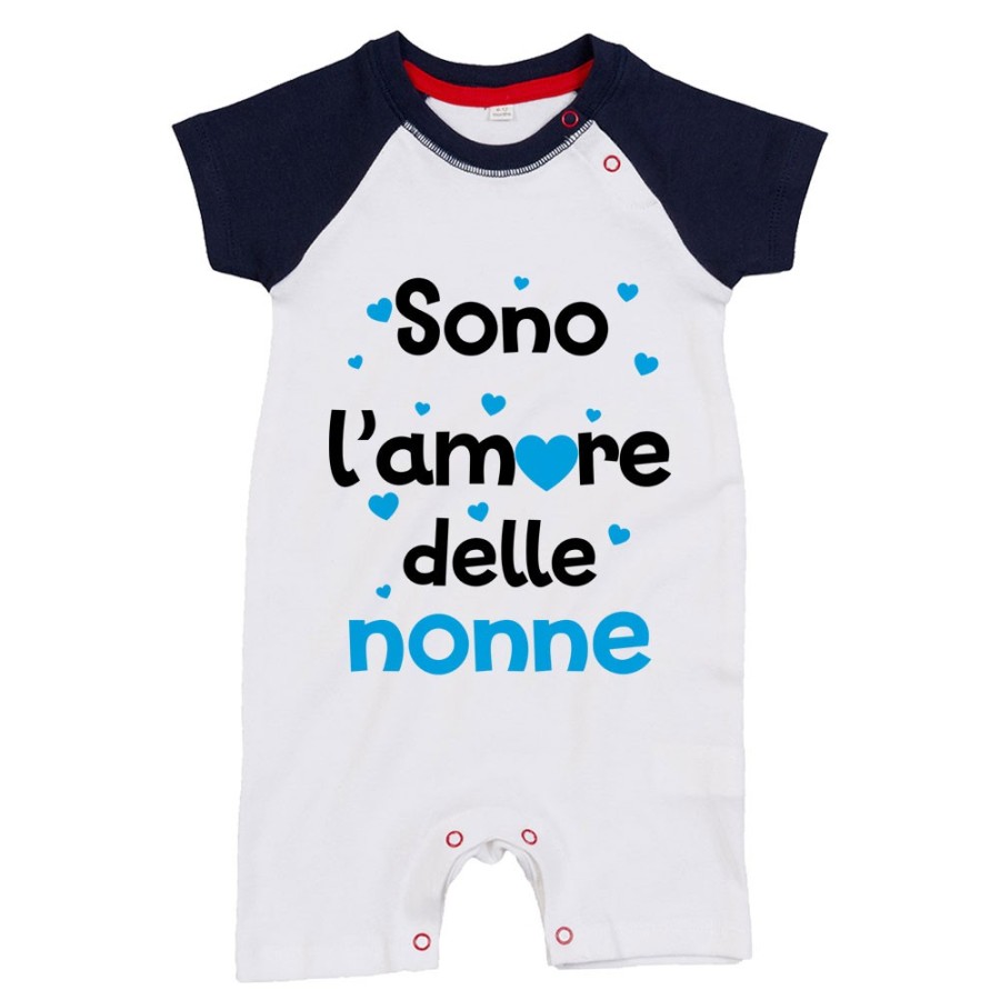 Pagliaccetto neonato personalizzabile con nomi sono l'amore del nonno dei nonni con cuoricini Per i nonni