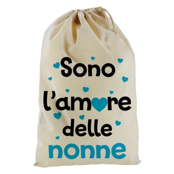 Sacchetto nascita bimbo personalizzabile con nomi sono l'amore del nonno dei nonni con cuoricini Per i nonni