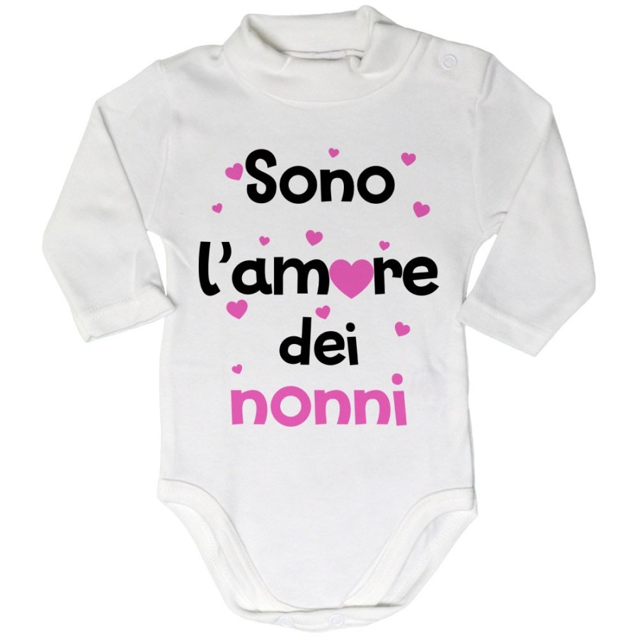Body lupetto neonato personalizzabile con nomi sono l'amore del nonno dei nonni con cuoricini Per i nonni