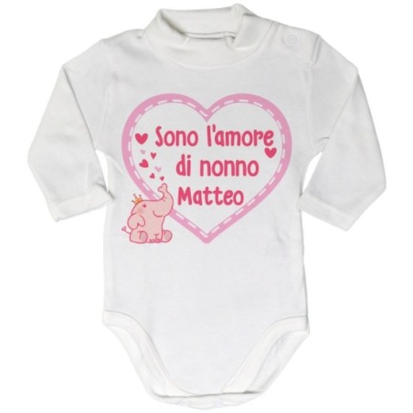 Body lupetto neonato personalizzato con nome sono l'amore...