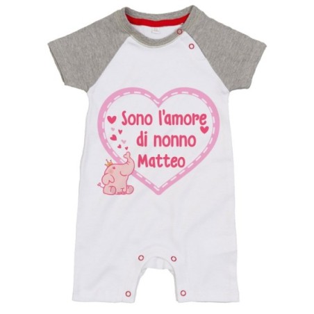 Pagliaccetto neonato personalizzato con nome sono l'amore...