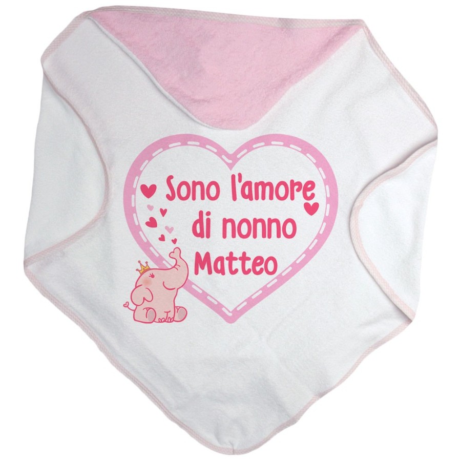Accappatoio neonato personalizzato con nome sono l'amore di nonno dei nonni Per i nonni