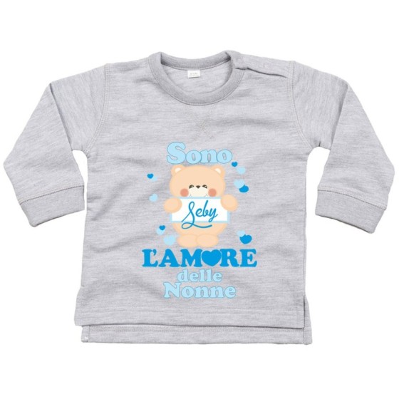 Felpa neonato personalizzata con nome e orsetto sono l'amore del nonno dei nonni Per i nonni