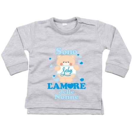 Felpa neonato personalizzata con nome e orsetto sono...