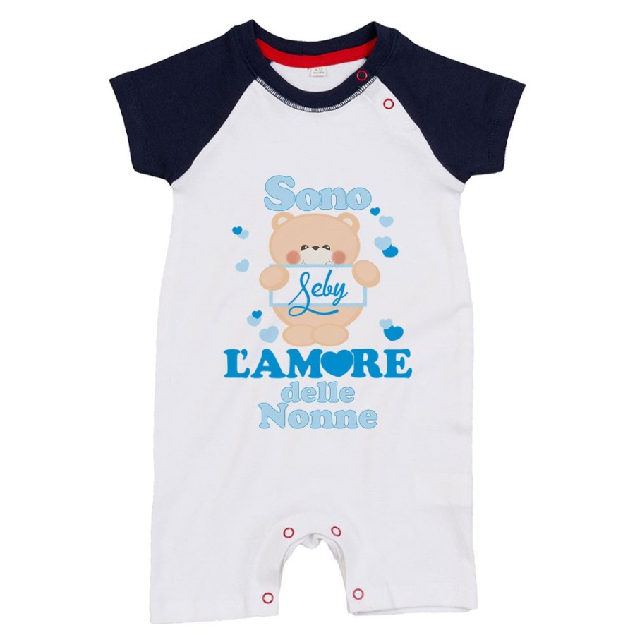 Pagliaccetto neonato personalizzato con nome e orsetto sono l'amore del nonno dei nonni Per i nonni