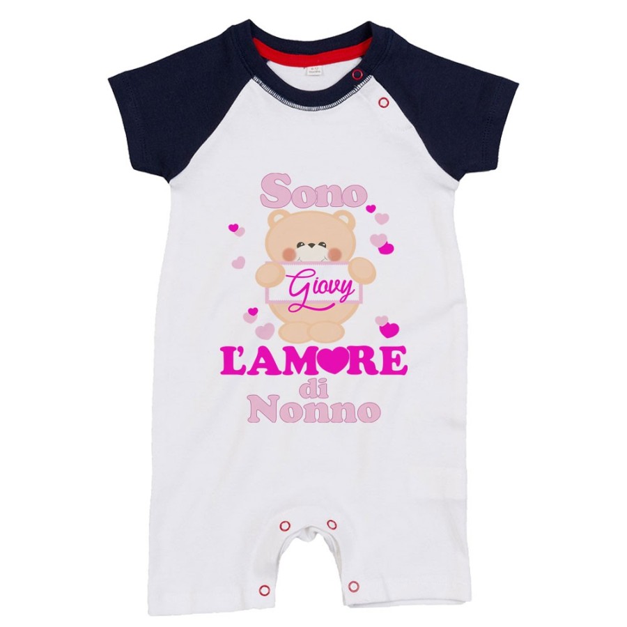 Pagliaccetto neonato personalizzato con nome e orsetto sono l'amore del nonno dei nonni Per i nonni