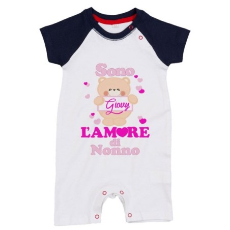Pagliaccetto neonato personalizzato con nome e orsetto sono l'amore del nonno dei nonni Per i nonni
