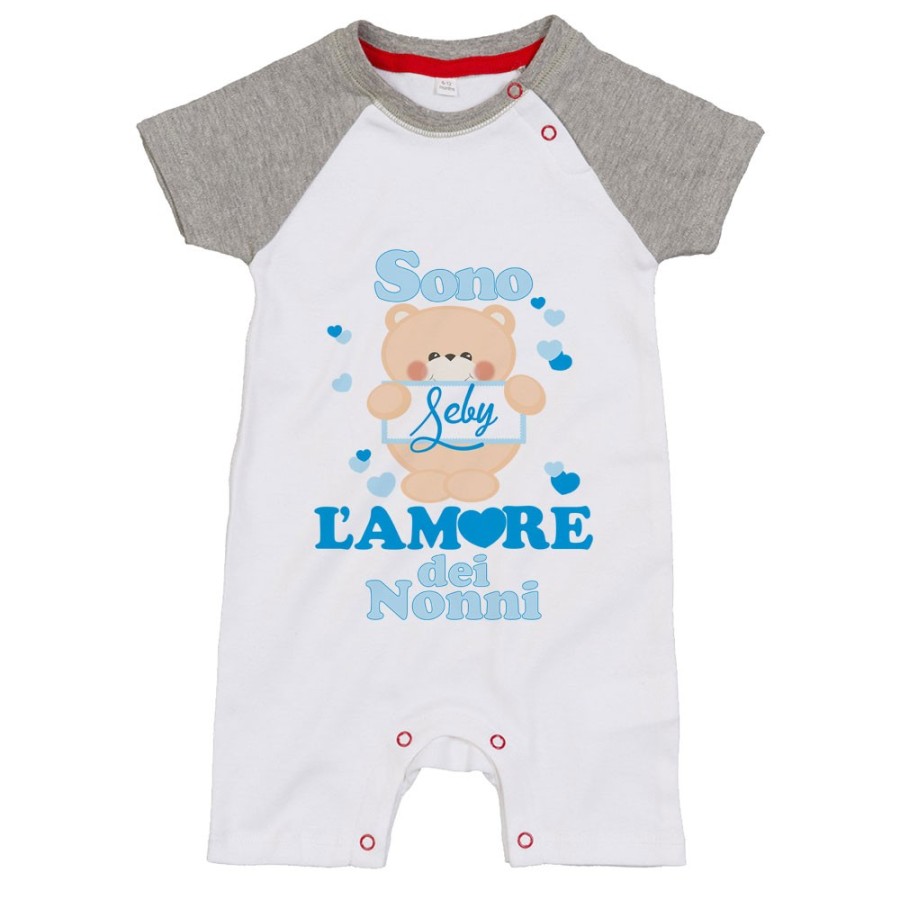 Pagliaccetto neonato personalizzato con nome e orsetto sono l'amore del nonno dei nonni Per i nonni