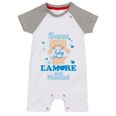 Pagliaccetto neonato personalizzato con nome e orsetto sono l'amore del nonno dei nonni Per i nonni