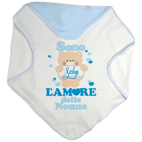 Accappatoio neonato personalizzato con nome e orsetto sono l'amore del nonno dei nonni Per i nonni