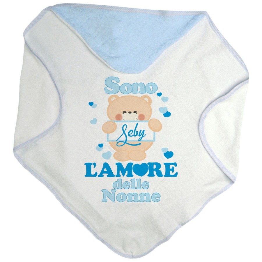 Accappatoio neonato personalizzato con nome e orsetto sono l'amore del nonno dei nonni Per i nonni