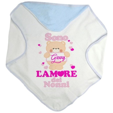 Accappatoio neonato personalizzato con nome e orsetto sono l'amore del nonno dei nonni Per i nonni