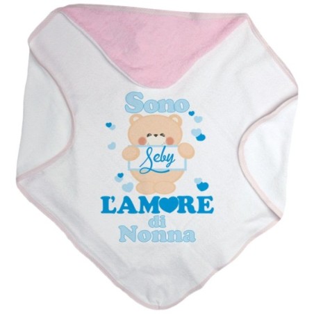 Accappatoio neonato personalizzato con nome e orsetto sono l'amore del nonno dei nonni Per i nonni