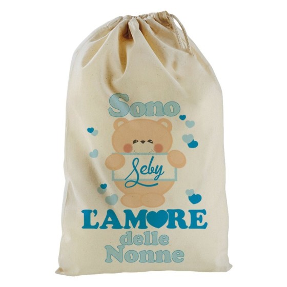 Sacchetto nascita bimbo personalizzato con nome e orsetto sono l'amore del nonno dei nonni Per i nonni
