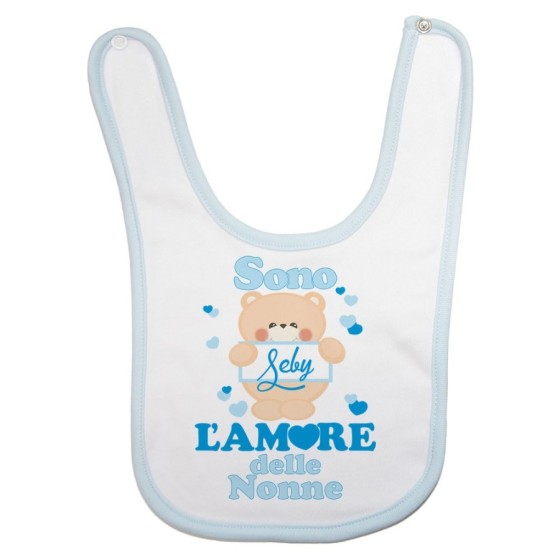 Bavaglino neonato personalizzato con nome e orsetto sono l'amore del nonno dei nonni Per i nonni
