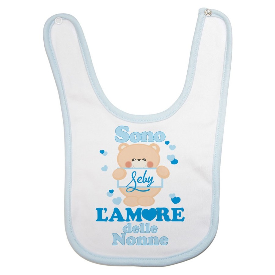 Bavaglino neonato personalizzato con nome e orsetto sono l'amore del nonno dei nonni Per i nonni