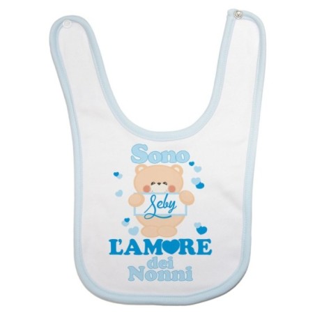 Bavaglino neonato personalizzato con nome e orsetto sono l'amore del nonno dei nonni Per i nonni