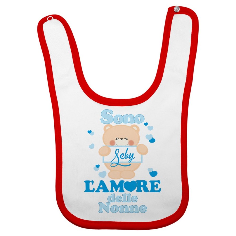 Bavaglino neonato personalizzato con nome e orsetto sono l'amore del nonno dei nonni Per i nonni