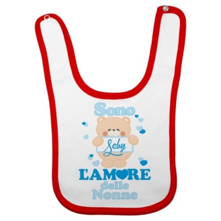 Bavaglino neonato personalizzato con nome e orsetto sono l'amore del nonno dei nonni Per i nonni
