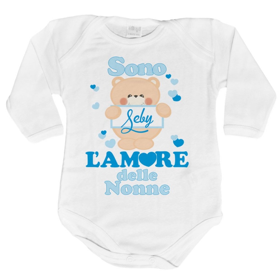 Body neonato personalizzato con nome e orsetto sono l'amore del nonno dei nonni Per i nonni