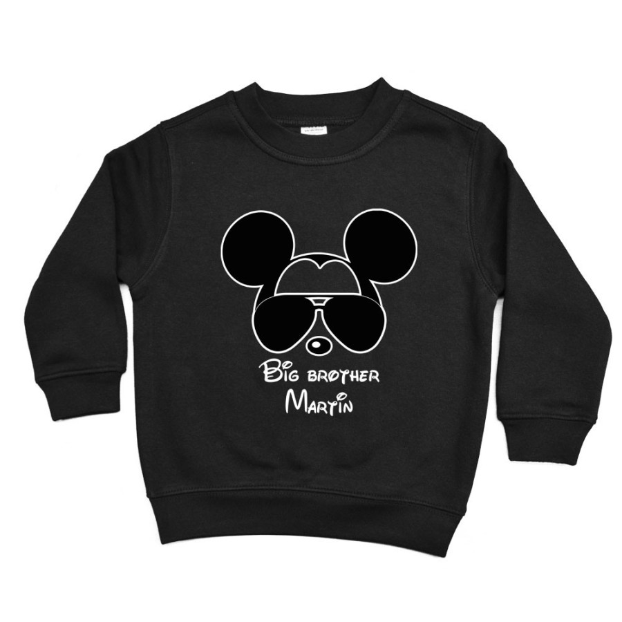 Felpa bambino personalizzato con nome big brother mickey Per la famiglia
