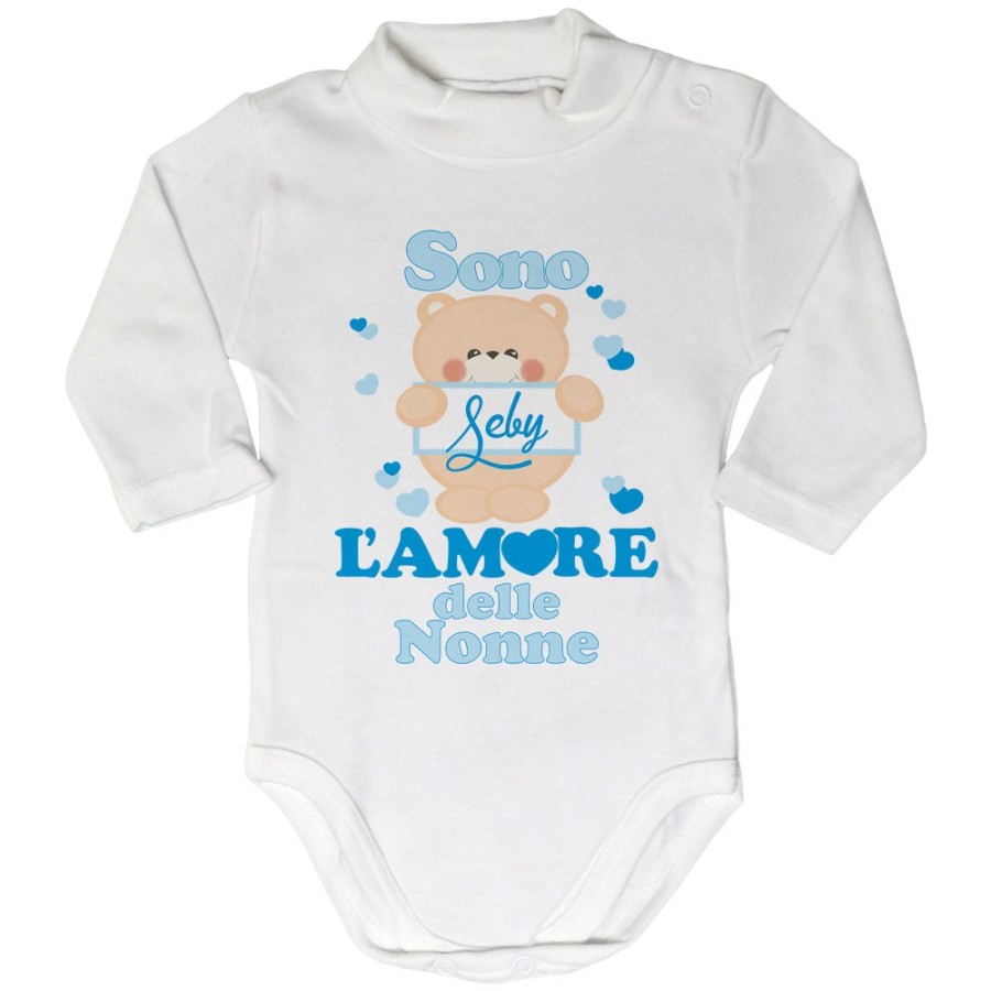 Body lupetto neonato personalizzato con nome e orsetto sono l'amore del nonno dei nonni Per i nonni