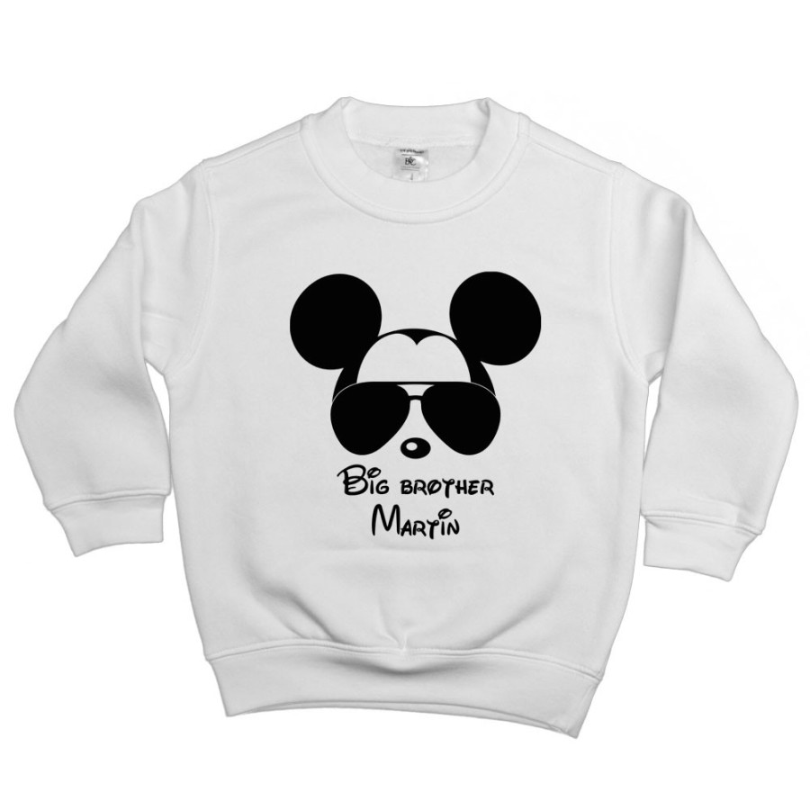 Felpa bambino personalizzato con nome big brother mickey Per la famiglia