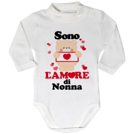 Body lupetto neonato personalizzato con nome e orsetto sono l'amore del nonno dei nonni Per i nonni