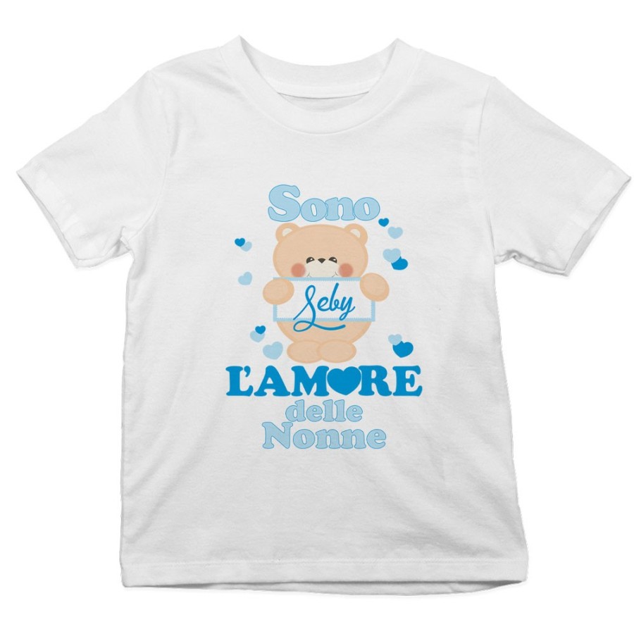 T-shirt bambino personalizzata con nome e orsetto sono l'amore del nonno dei nonni Per i nonni