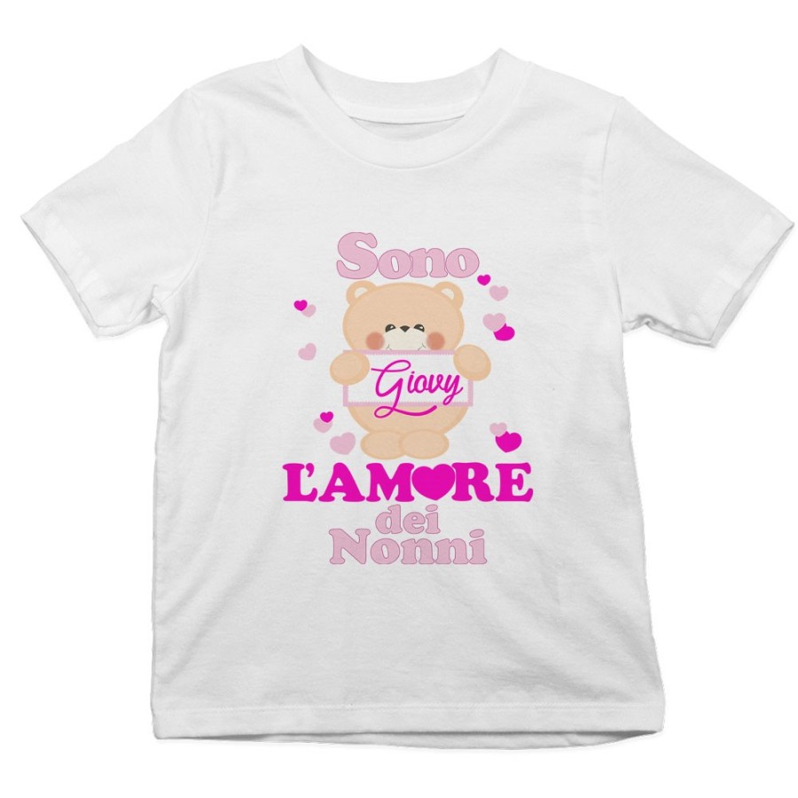 T-shirt bambino personalizzata con nome e orsetto sono l'amore del nonno dei nonni Per i nonni
