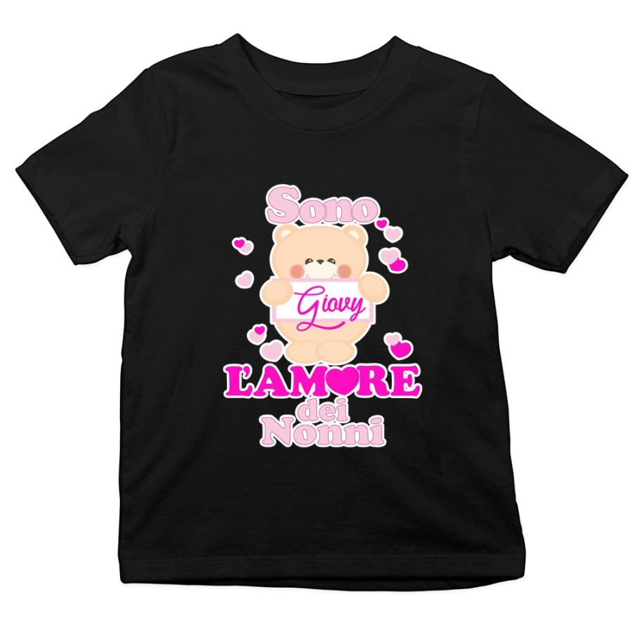 T-shirt bambino personalizzata con nome e orsetto sono l'amore del nonno dei nonni Per i nonni