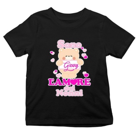 T-shirt bambino personalizzata con nome e orsetto sono l'amore del nonno dei nonni Per i nonni