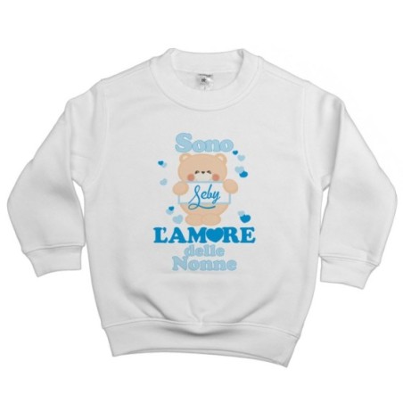 Felpa bambino personalizzata con nome e orsetto sono...