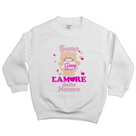 Felpa bambino personalizzata con nome e orsetto sono l'amore del nonno dei nonni Per i nonni