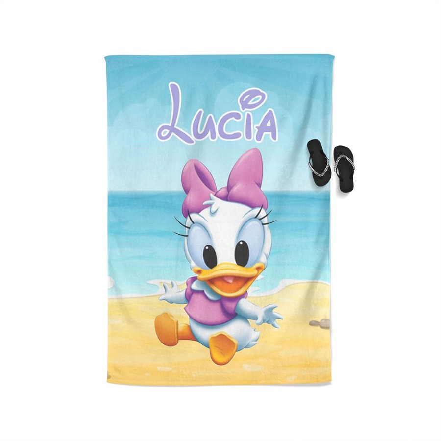 Telo mare personalizzato con nome baby paperina Cartoon
