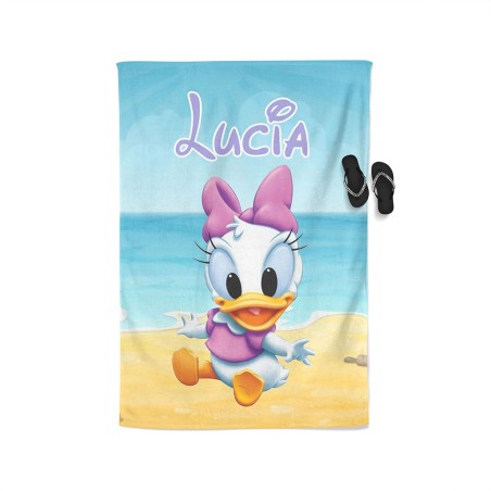 Telo mare personalizzato con nome baby paperina