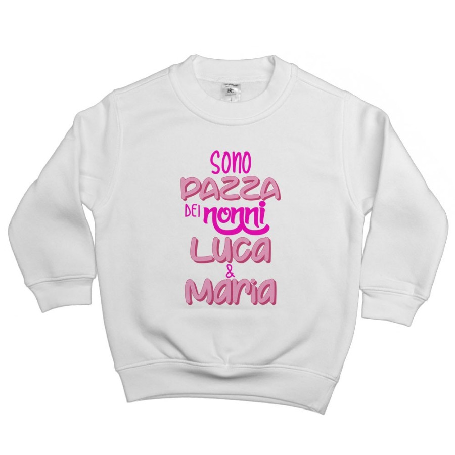 Felpa bambino personalizzata con nome sono pazzo di nonno dei nonni Per i nonni
