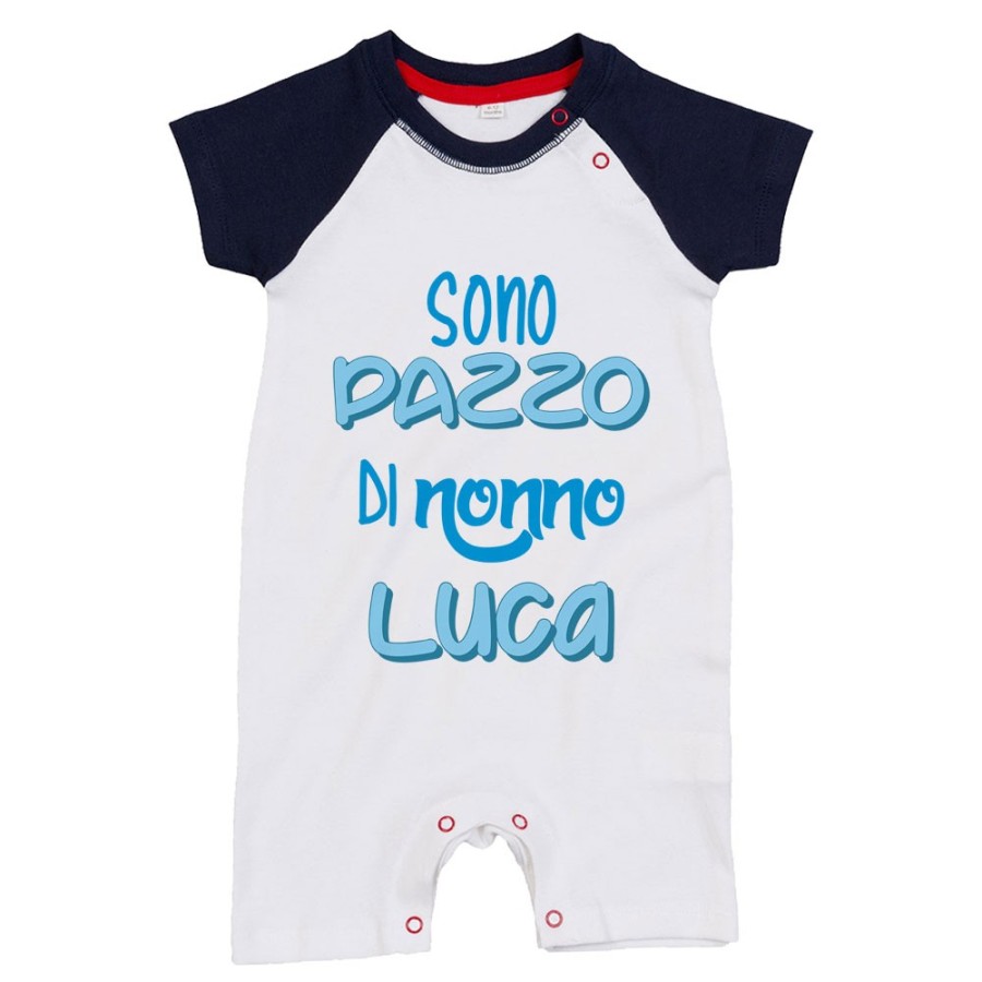 Pagliaccetto neonato personalizzato con nome sono pazzo di nonno dei nonni Per i nonni