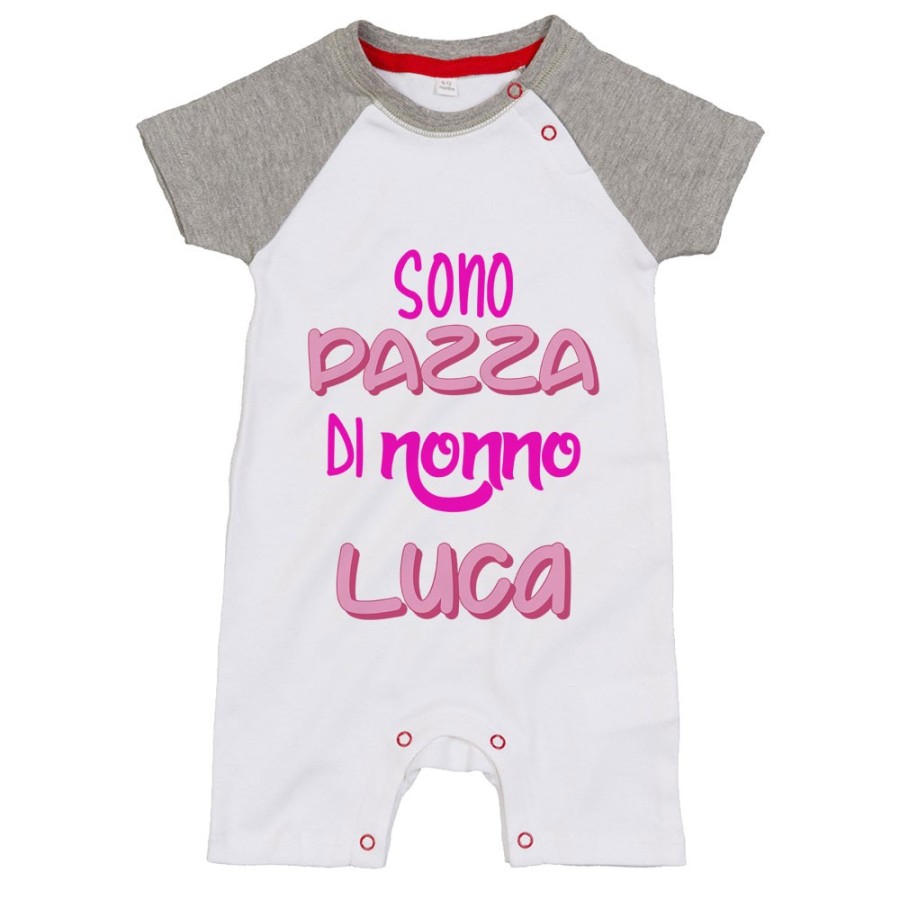 Pagliaccetto neonato personalizzato con nome sono pazzo di nonno dei nonni Per i nonni