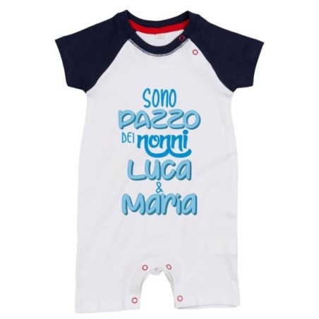 Pagliaccetto neonato personalizzato con nome sono pazzo di nonno dei nonni Per i nonni
