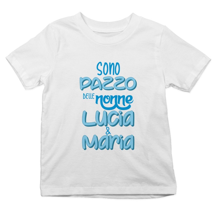 T-shirt bambino personalizzata con nome sono pazzo di nonno dei nonni Per i nonni