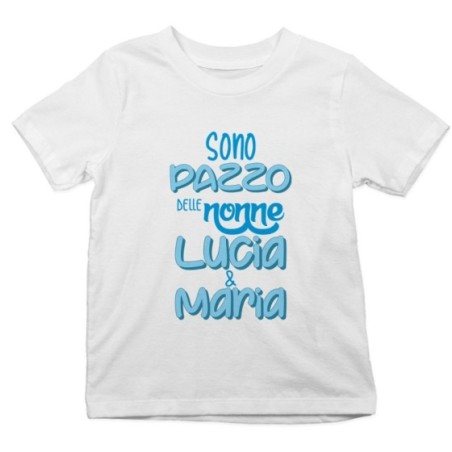 T-shirt bambino personalizzata con nome sono pazzo di nonno dei nonni Per i nonni